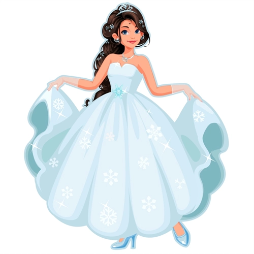 Princess Theme Royal Ice Princess Character Transparent Sticker for Birthday Décor